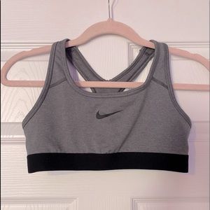Nike dark grey and black sports bra kids size medium or womens xxs